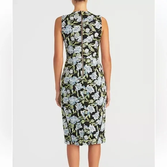 Rachel Rachel Roy Blue Floral Embroidered Sheath Dress Mesh Overlay Size 2 - Picture 2 of 13